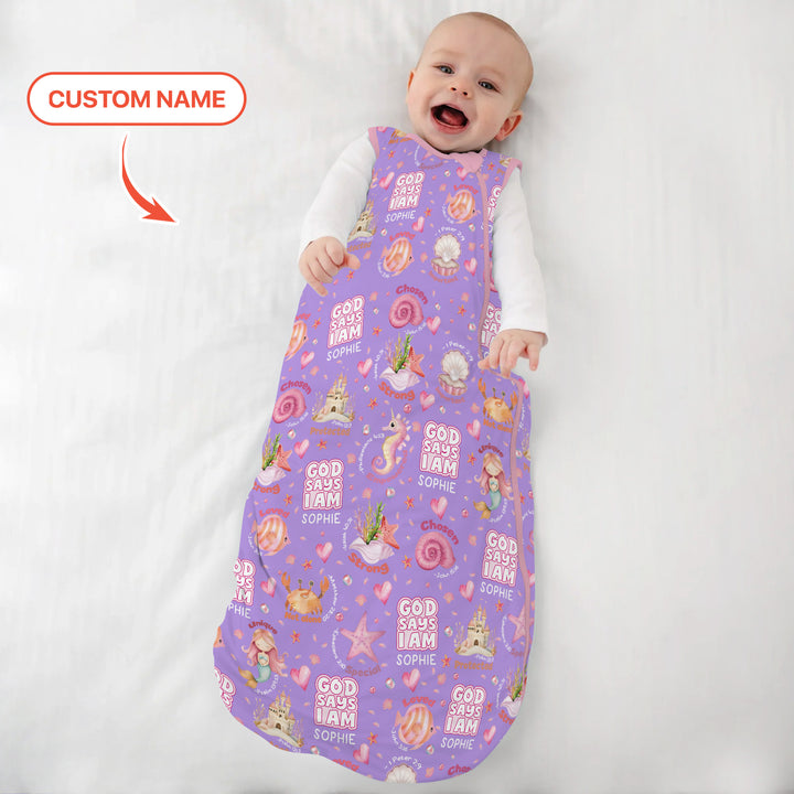 Mermaid God Says I Am Custom Name Sleep Bag