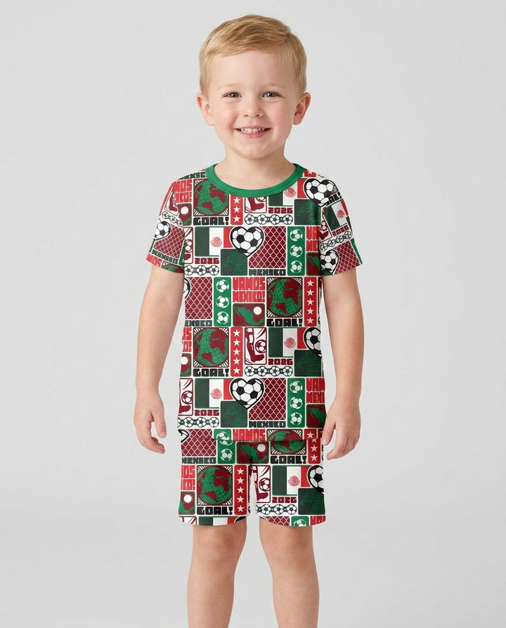 World Soccer Vamos Mexico Bamboo Two Piece Short Sleeve Shorts Pajama Set