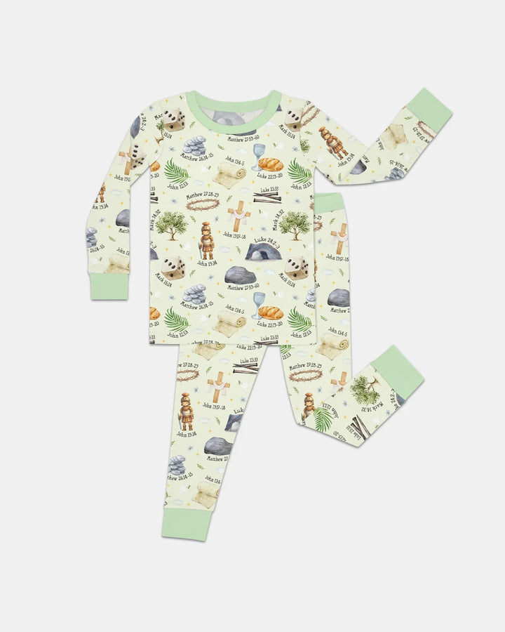 Zweiteiliges Langarm-Pyjama-Set mit Sommerfrüchten