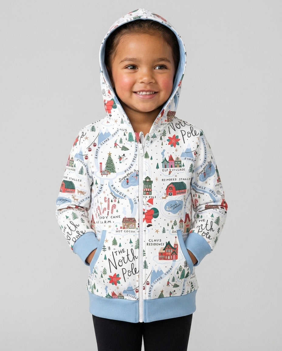The North Pole Map Bamboo Zip Hoodie