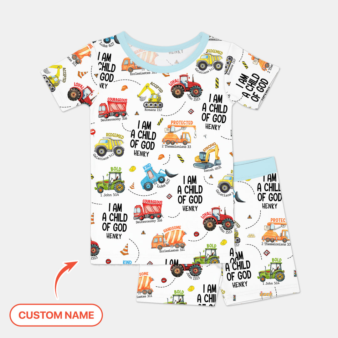 I Am A Child Of God Custom Name Two Piece Short Sleeve Shorts Pajama Set