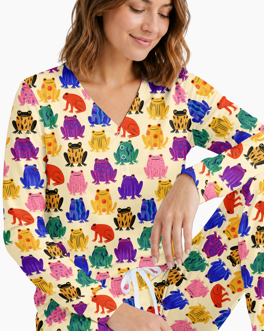 Rainbow Frog Parade Bamboo Women Pajama Set
