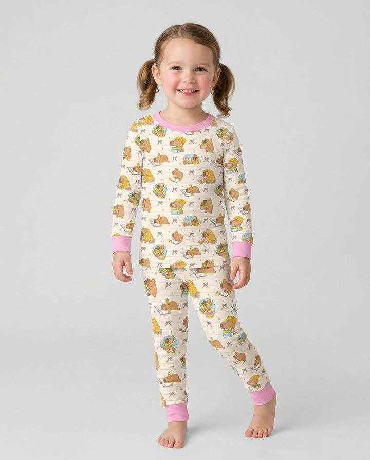 Zweiteiliges Langarm-Pyjama-Set mit Sommerfrüchten