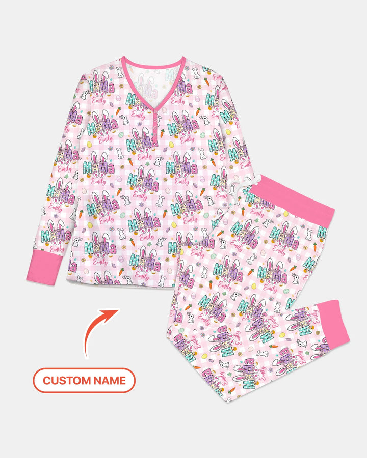 Custom Name Easter Family Matching Women Pajama Set