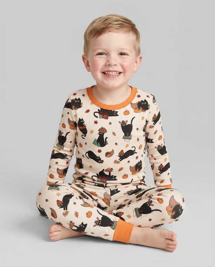 Black Cat Cozy Season Bamboo Two Piece Long Sleeve Pajama Set