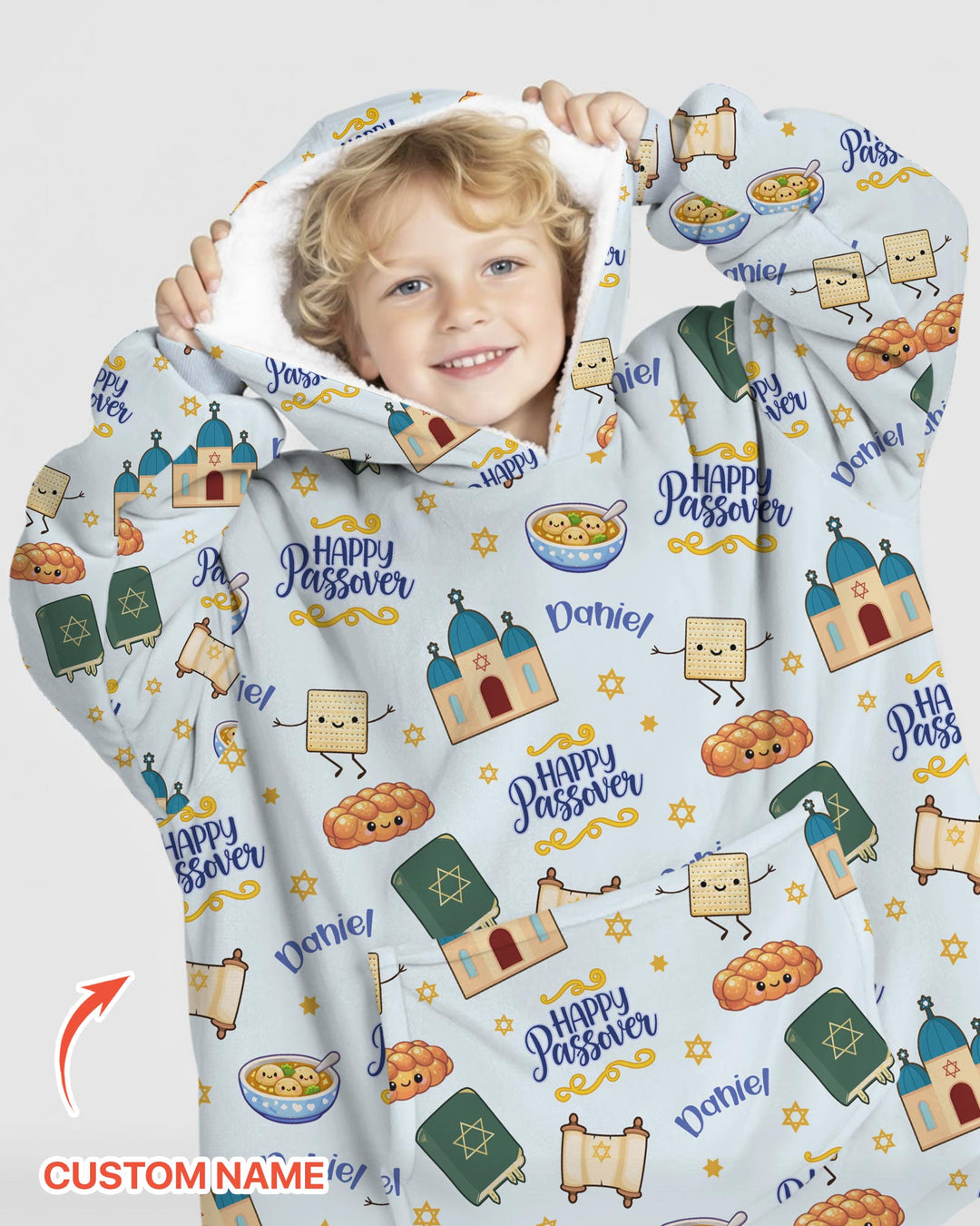 Custom name "Pesach Sameach" Blanket Hoodie