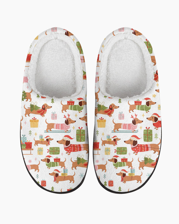 Christmas Dachshund Flat Scuff Slipper