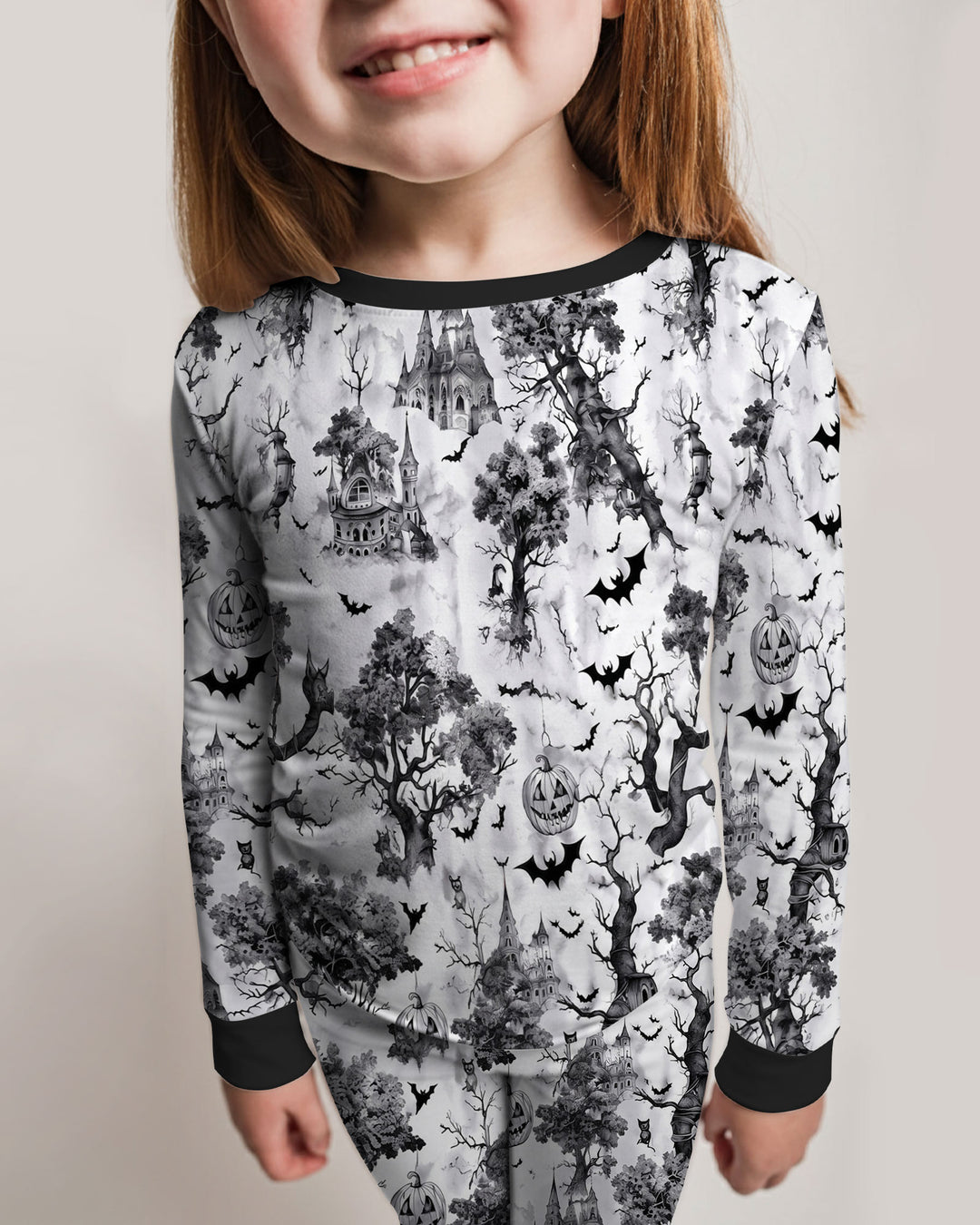 Gothic Halloween Chinoiserie Bamboo Two Piece Long Sleeve Pajama Set