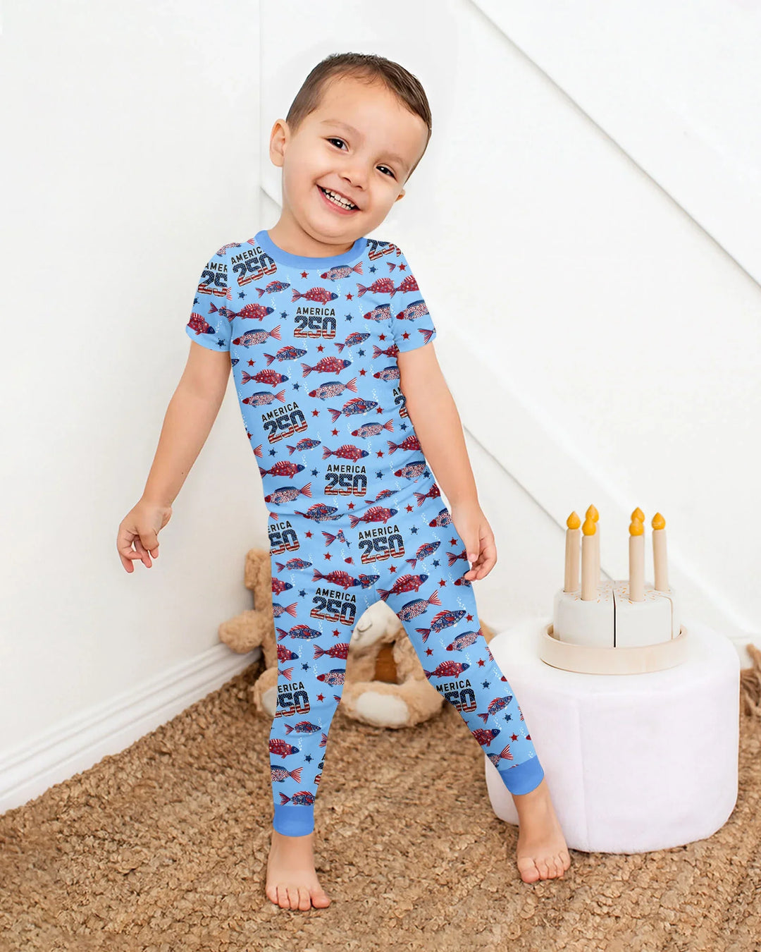 Conjunto de pijama de dos piezas de manga corta de bambú
