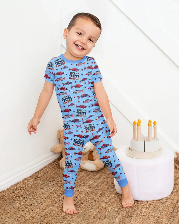 Conjunto de pijama de dos piezas de manga corta de bambú