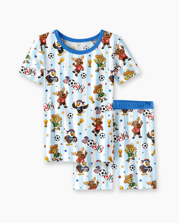 Conjunto de Pijama de Dos Piezas de Bambú con Mangas Cortas y Pantalones Cortos