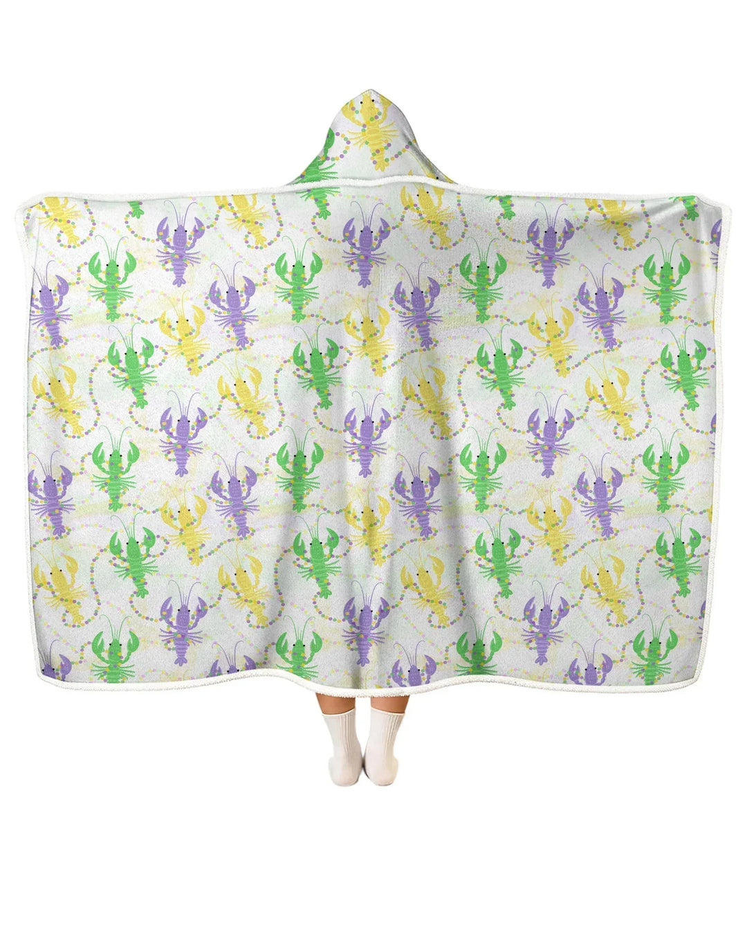 Mardi Gras Crawfish Family Matching Wearable Bamboo Blanket Hoodie