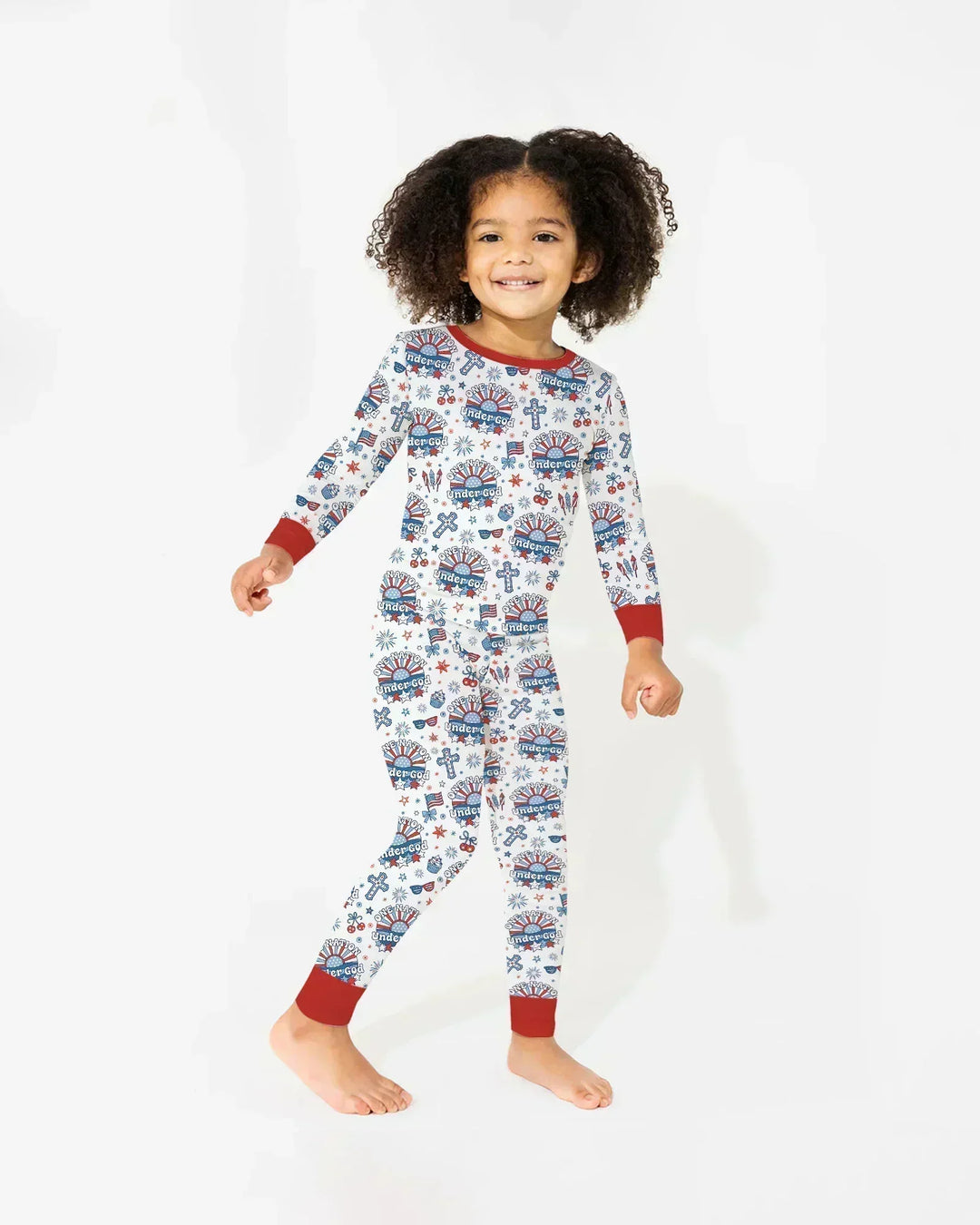 One Nation Under God Family Matching Bamboo Two Piece Long Sleeve Pajama Set