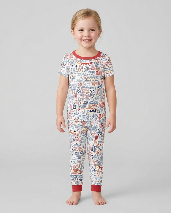 Liberty Doodle 250th Family Matching Bamboo Two Piece Short Sleeve Pajama Set