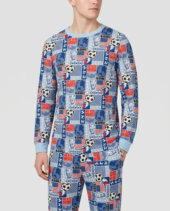 World Soccer God Bless America Bamboo Men's Pajama Set