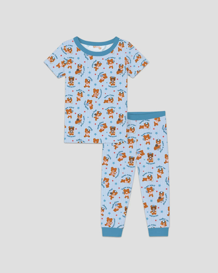 Born To Play Baseball Bamboo Two Piece Short Sleeve Pajama Set