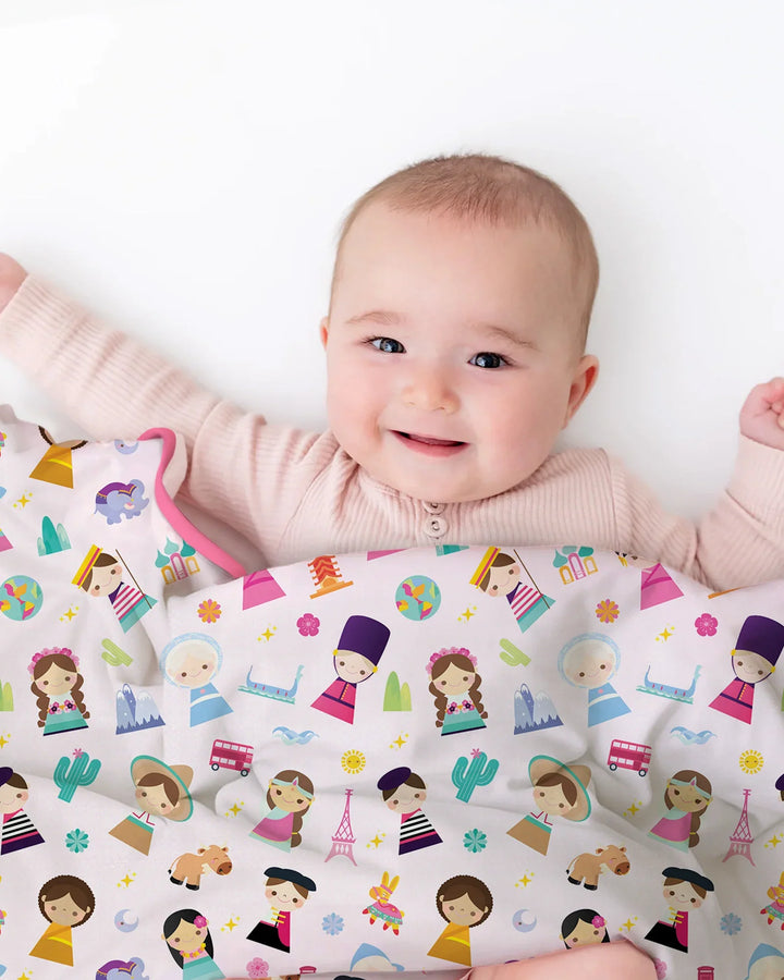Tiny Friends Around the World Bamboo Blanket