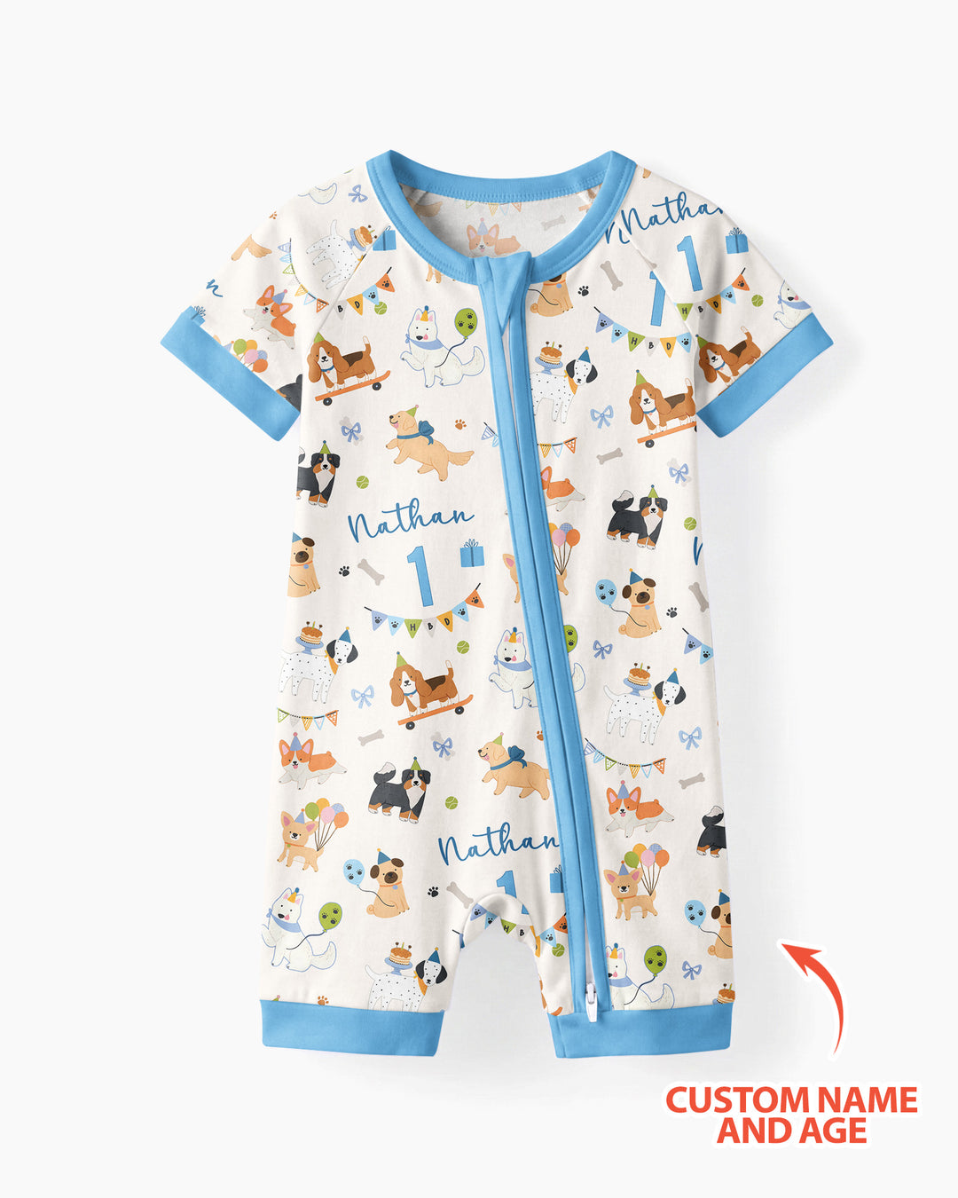 Plantilla PERSONALIZADA de Bambú Pijama Corto con Cremallera