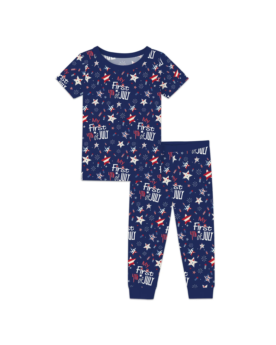 My First 4th of July Star Striped Bamboo Two Piece Short Sleeve Pajama Set
