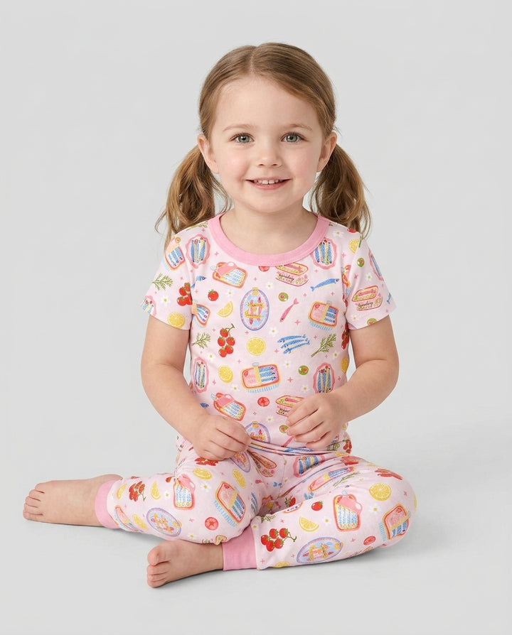 Preppy Sardines Bamboo Two Piece Short Sleeve Pajama Set