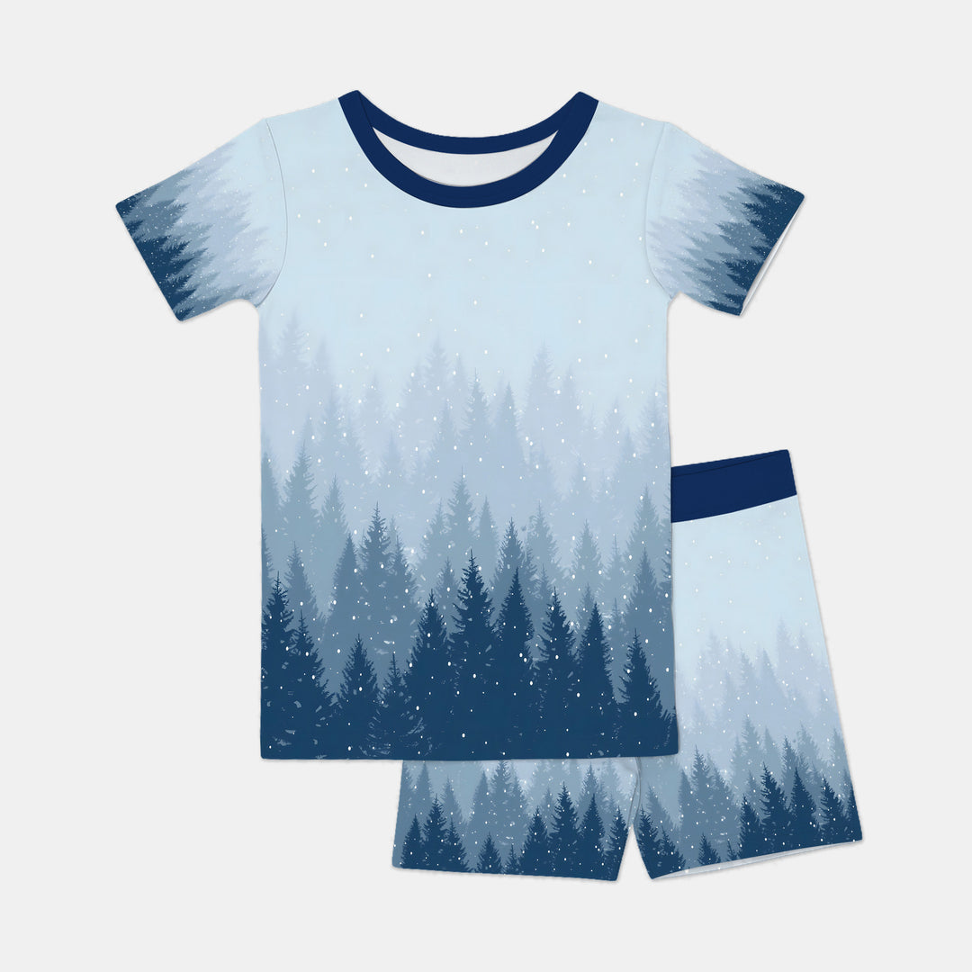 Winter Forest Two Piece Short Sleeve Shorts Pajama Set