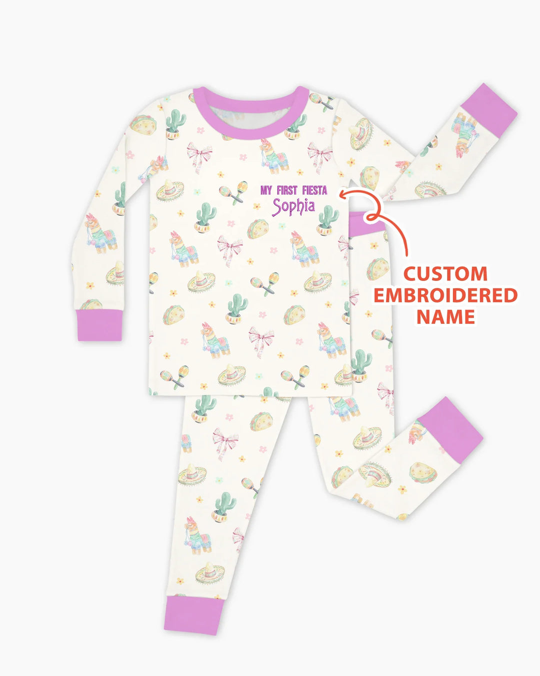 Embroidered My First Cinco De Mayo  Bamboo Two Piece Long Sleeve Pajama Set