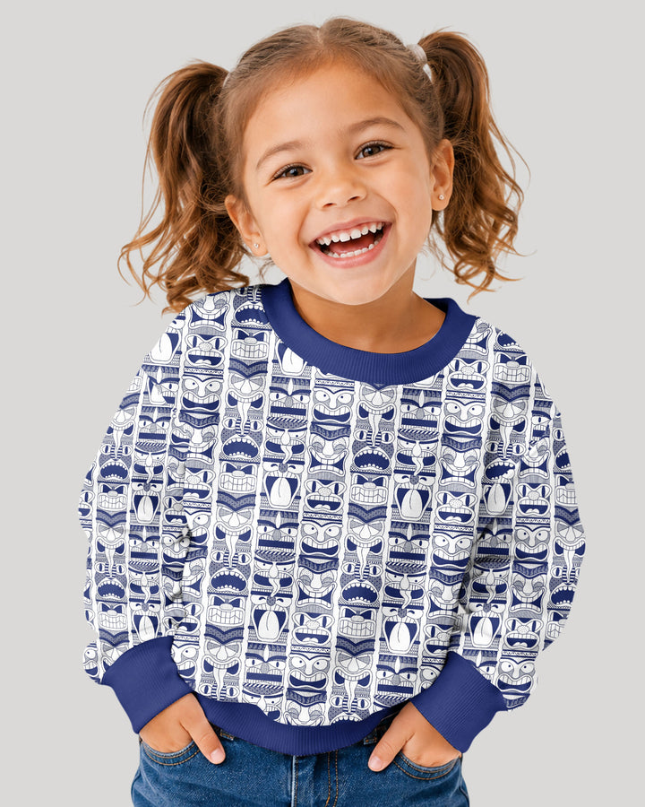 Friendly Totem Pole Figures Bamboo Crewneck Sweatshirt