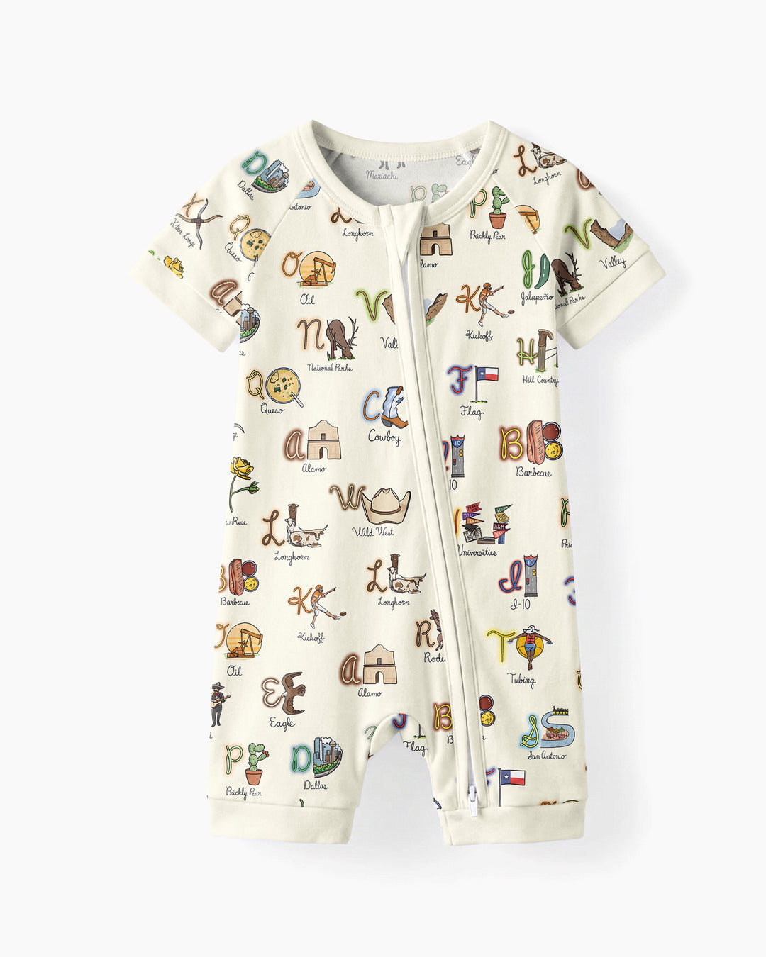 Texas Alphabet Bamboo Shorty Zippy