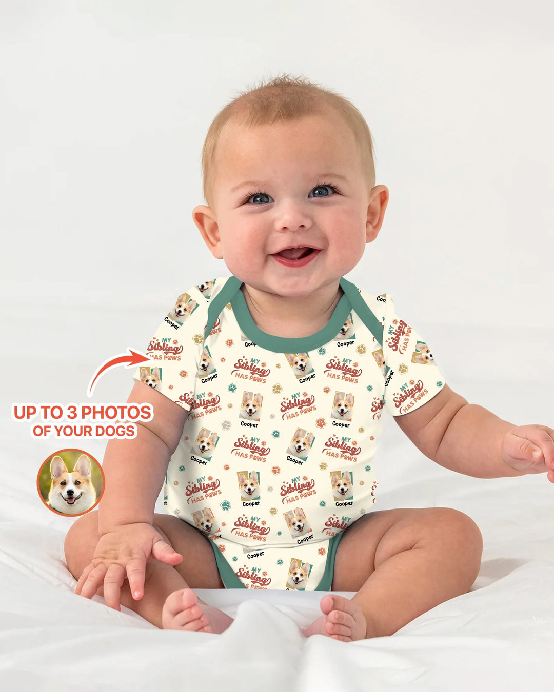 Custom Dog Photos "My Siblings Have Paws" Bamboo Bodysuit
