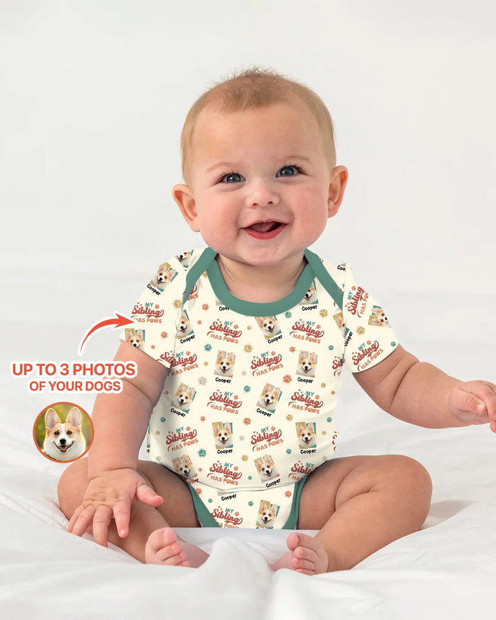 Custom Dog Photos "My Siblings Have Paws" Bamboo Bodysuit