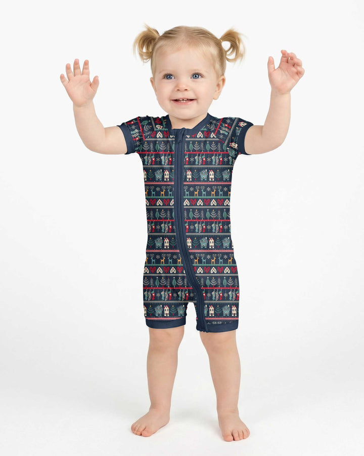 Vintage Nordic Christmas Bamboo Shorty Zippy