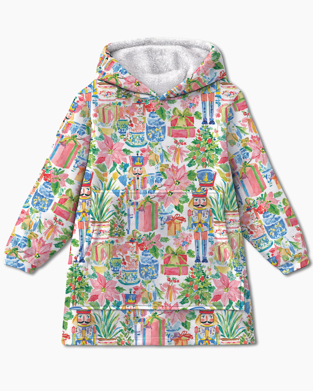 Watercolor Nutcracker Holiday Blanket Hoodie