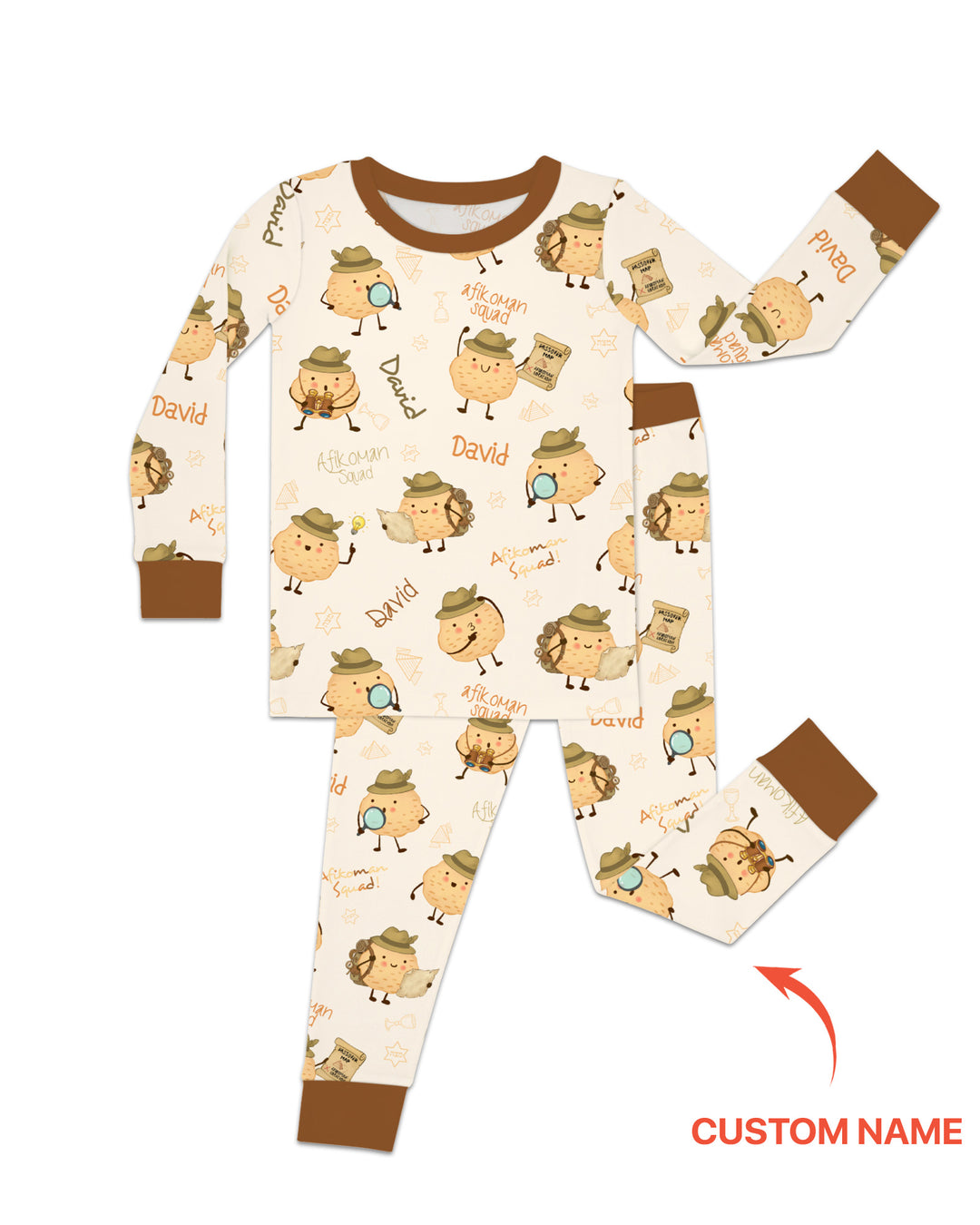 Custom Name Passover Afikoman Two Piece Long Sleeve Pajama Set