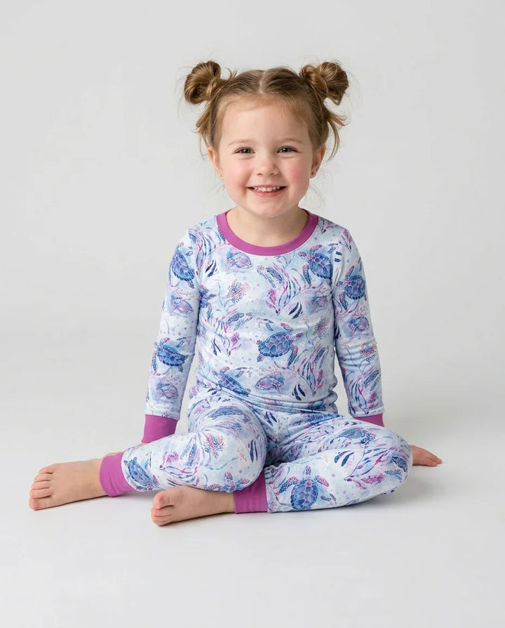 Little Turtles Family Matching Bamboo Two Piece Long Sleeve Pajama Set