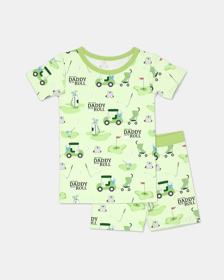 Daddy Golf Team Two Piece Short Sleeve Shorts Pajama Set