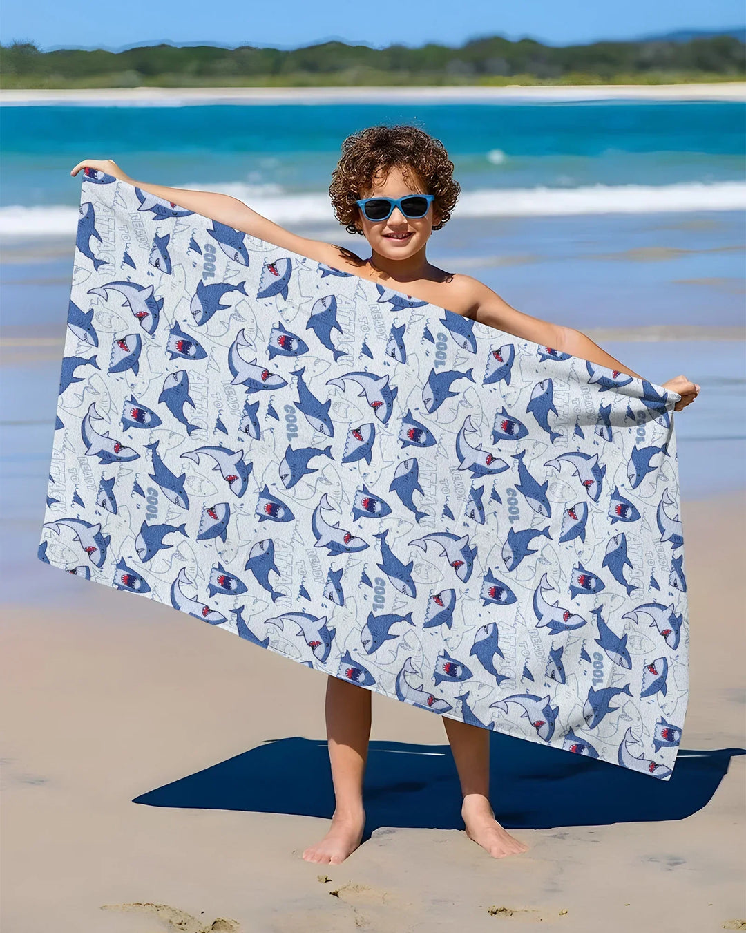 Big Sharks Attack Bamboo Beach Towel