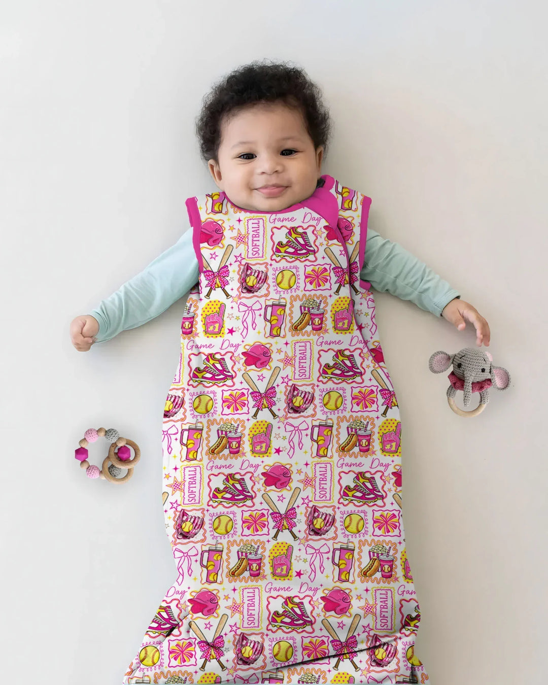 Pink Softball Game Day Bamboo Sleep Bag