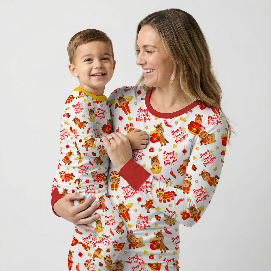 Year of the Horse Two Piece Long Sleeve Pajama Set