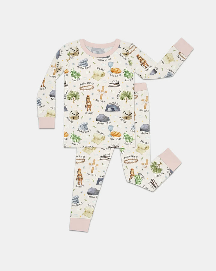 Zweiteiliges Langarm-Pyjama-Set mit Sommerfrüchten