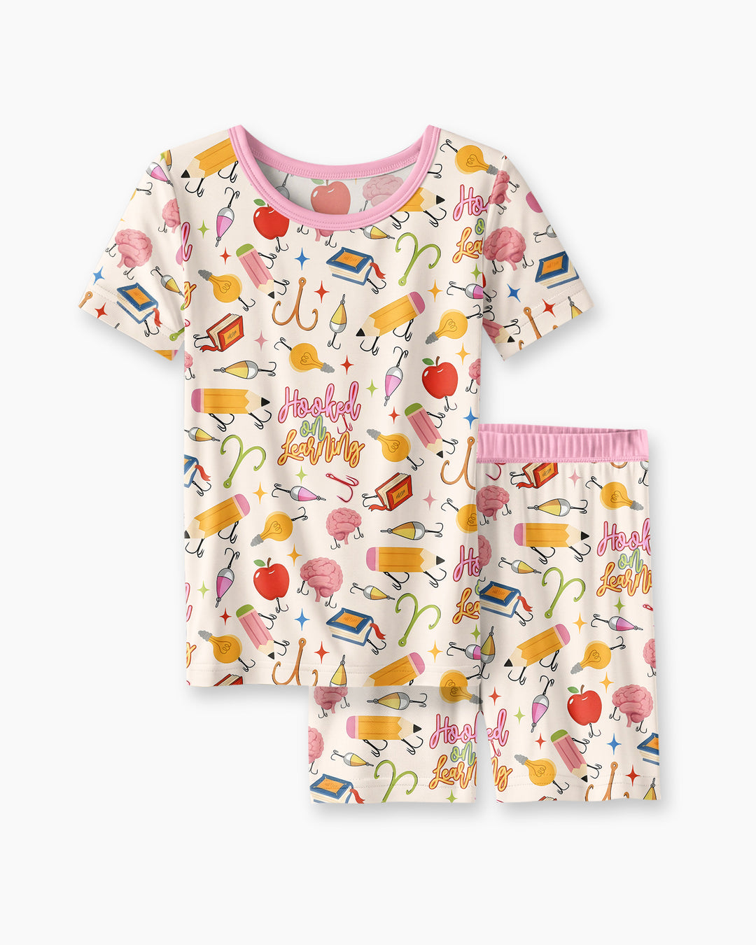 Hooked on Learning Bamboo Two Piece Short Sleeve Shorts Pajama Set