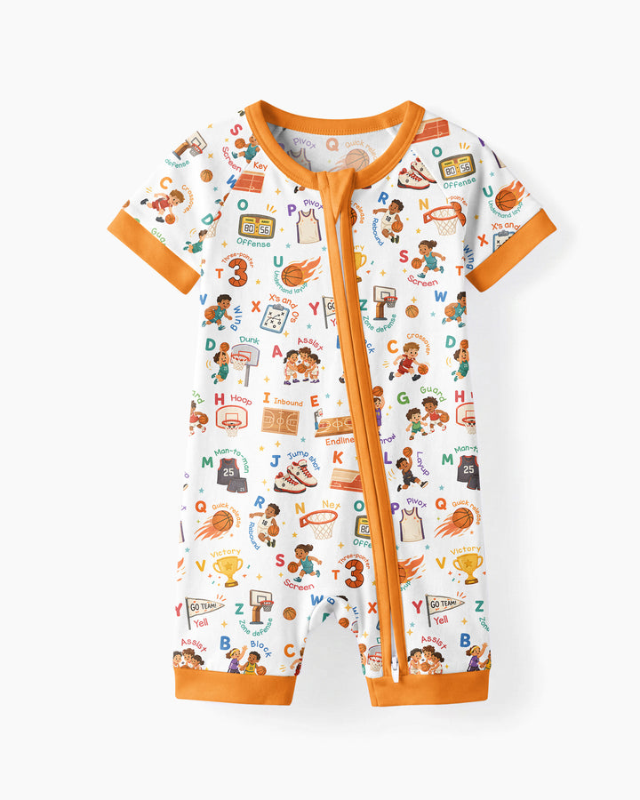 Basketball Alphabet Bamboo Shorty Zippy