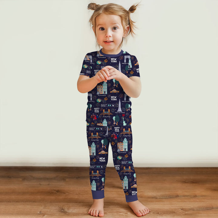 New York New Year Eve Two Piece Short Sleeve Pajama Set