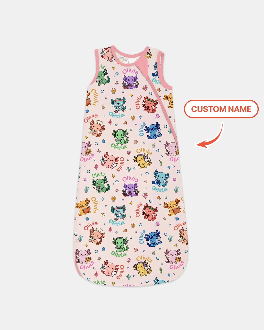 Custom Name Cute Hobby Axolotl Sleep Bag