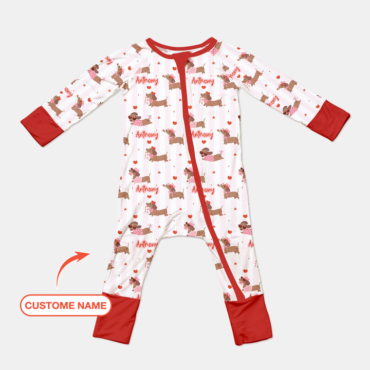 Custom Name Valentine Dachshund Family Matching Convertible Zippy