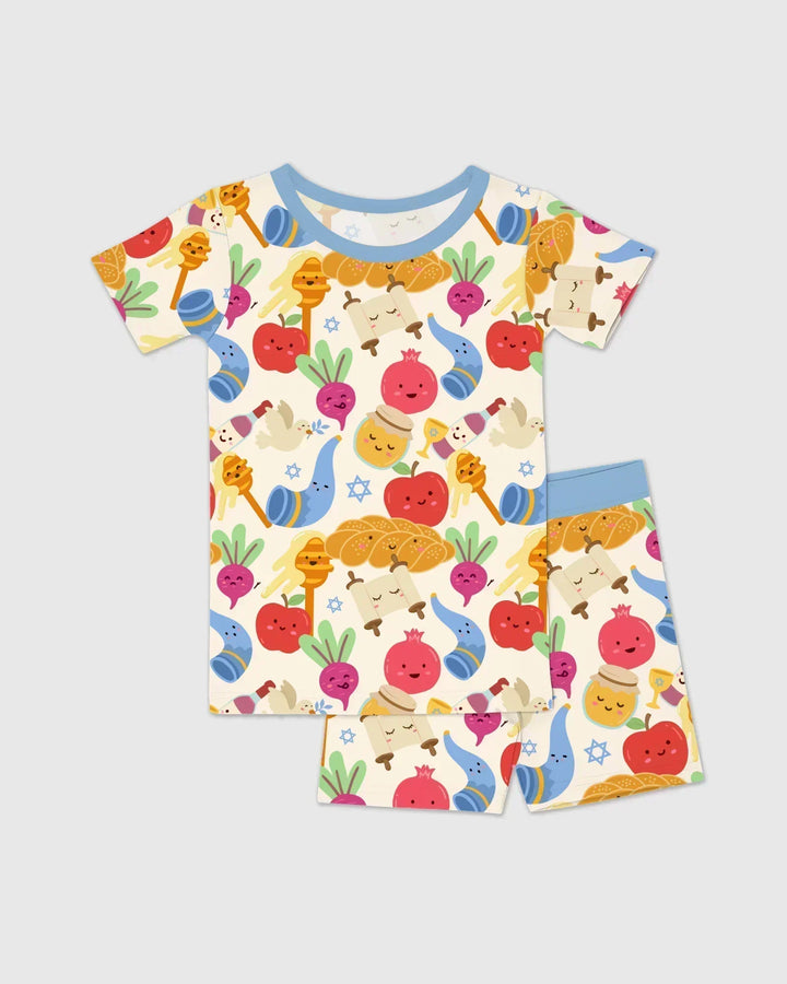 Template Zweiteiliges Pyjama-Set mit kurzen Ärmeln und Shorts