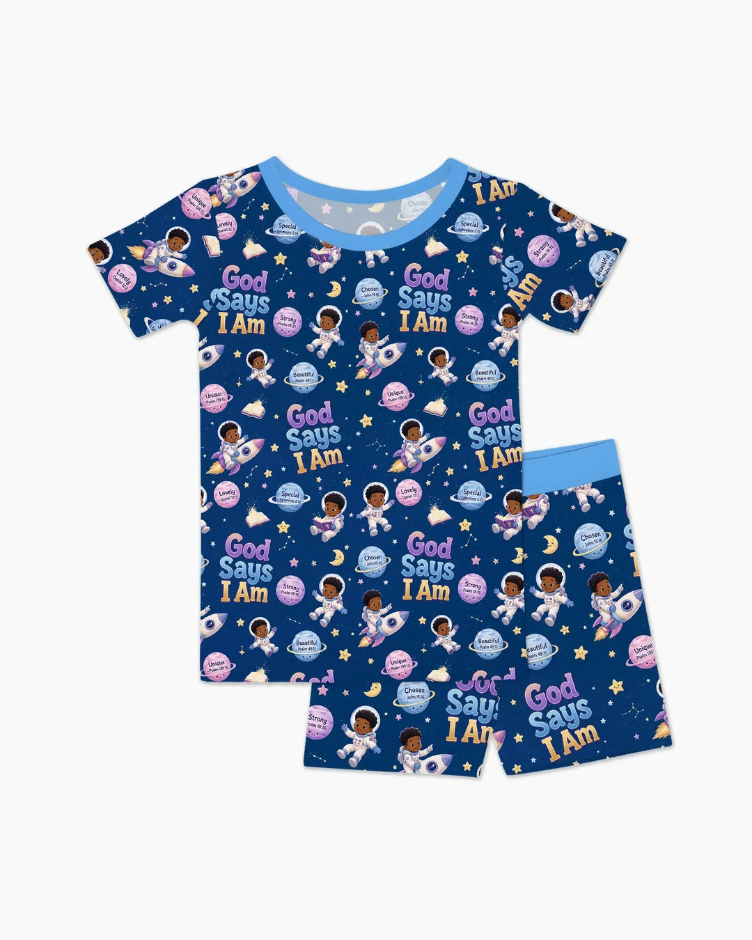 Black Boy God Says I Am Bamboo Two Piece Short Sleeve Shorts Pajama Set
