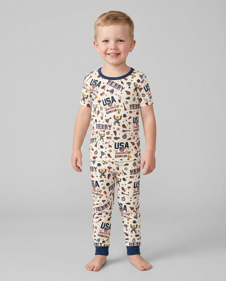 My First Soccer Cup 2026 Bamboo Two Piece Short Sleeve Pajama Set