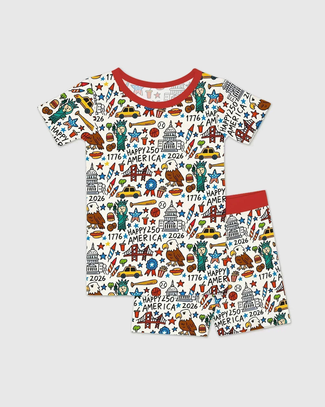 Doodle America 250th Anniversary Family Two Piece Short Sleeve Shorts Pajama Set