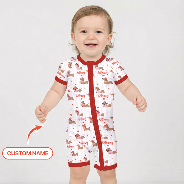 Custom Name Valentine Dachshund Family Matching Shorty Zippy