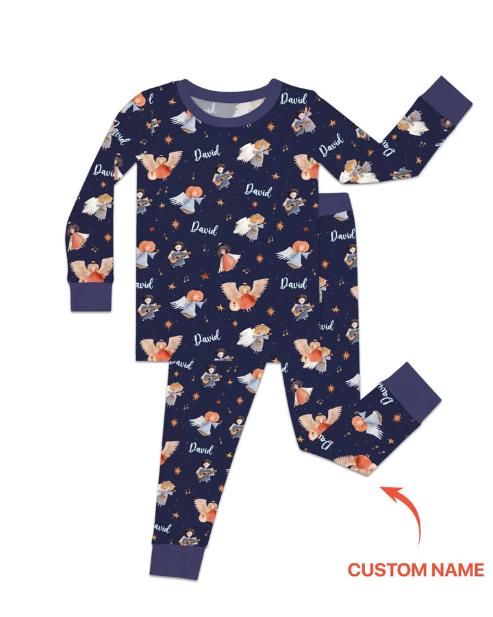 Pijama de dos piezas de bambú de manga larga personalizado Guardian Angels